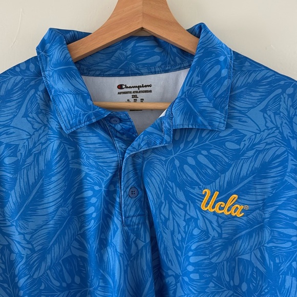 UCLA Bruins Champion Embroidered Blue Short Sleeve Men's Polo Shirt Size 2XL - Picture 2 of 8